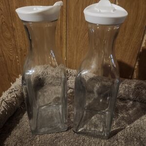 Glass Carafe Set with White Lids